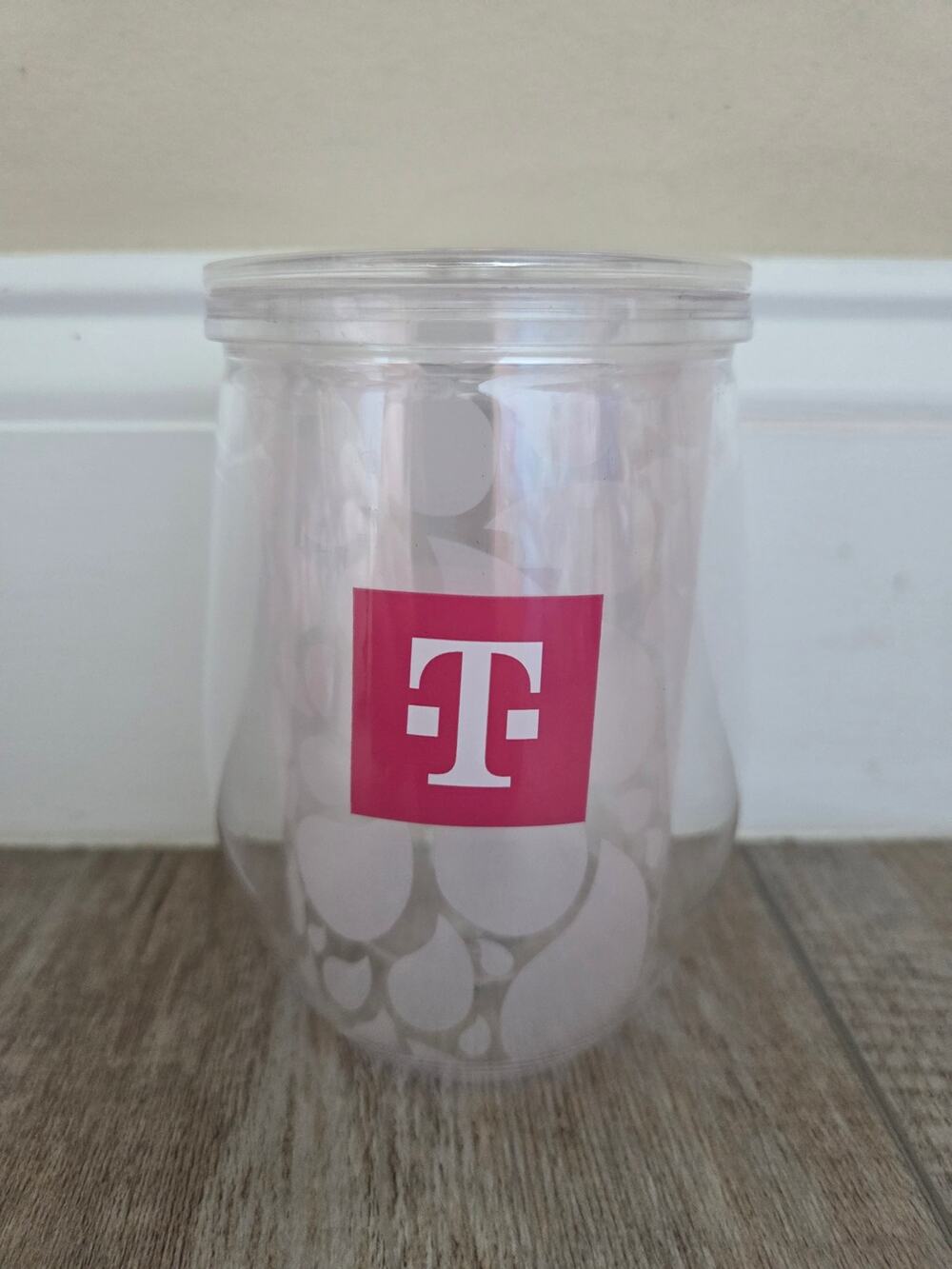 T-Mobile Promotional Tumbler Pink White Droplets Cup Straw Brand New